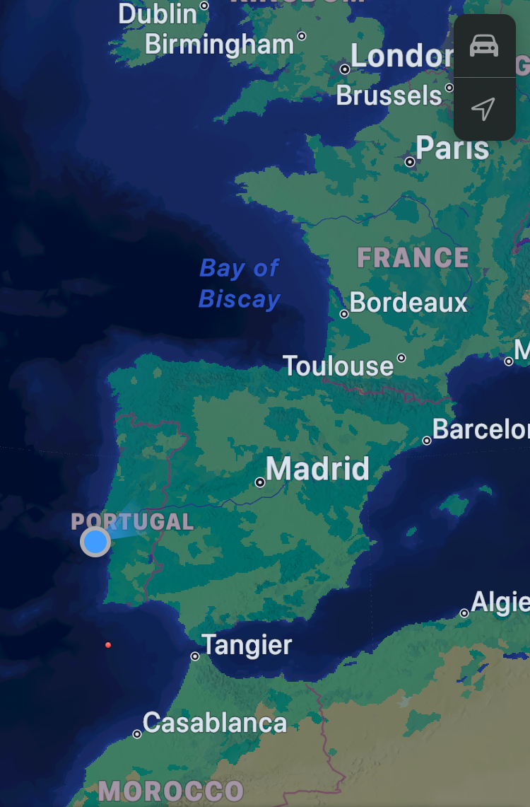 Ship Position at Sunrise – Tagus River –  Lisbon Portugal – Queen&nbsp;Victoria