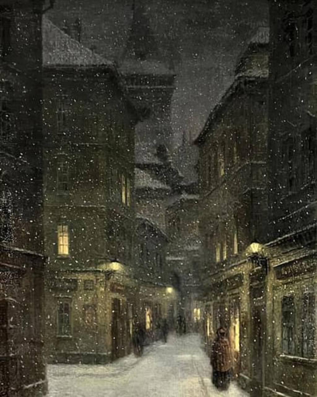 Street in the Evening Prague, 1875 –  Jakub Schikaneder (1885-1924)