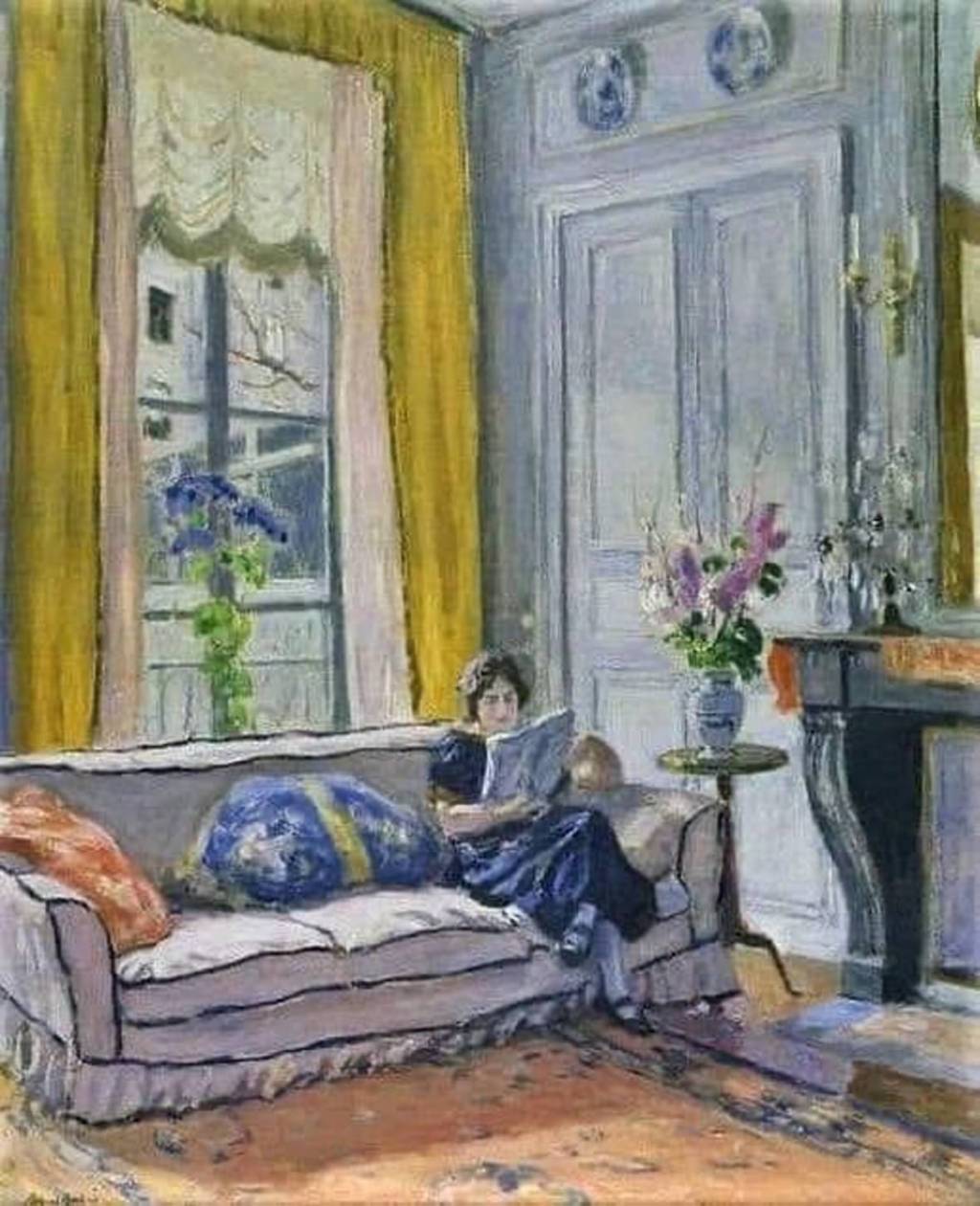 Interior with woman reading, 1921 –  Albert André (1869-1954)