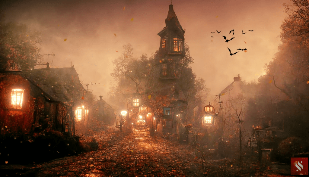 Halloween Ambience 🎃 Abandoned Haunted Town, Spooky Sounds, Relaxing Halloween&nbsp;Music