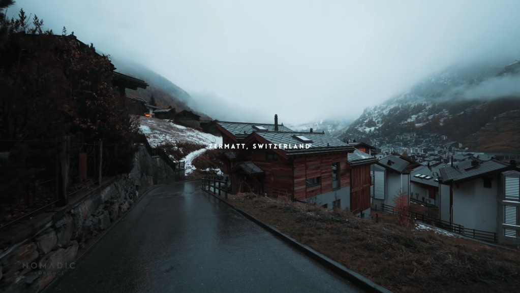 Walking in the Rain, Zermatt Switzerland and Mattervispa, Rain and City&nbsp;Sounds