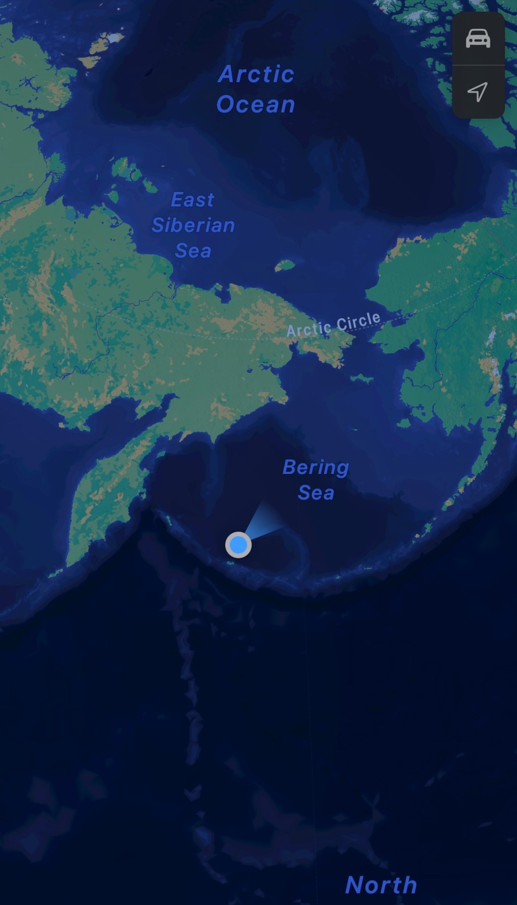 Ship Position at Sunrise –  Bearing Sea, West of The International Date&nbsp;Line.