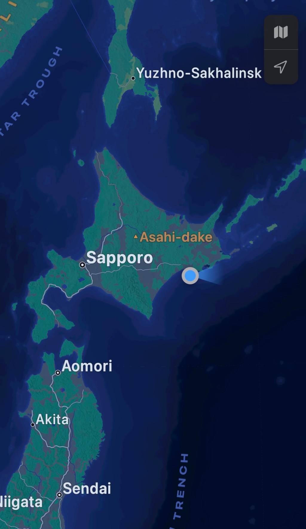 Ship Position at Sunrise- Approaching Kushiro&nbsp;Japan