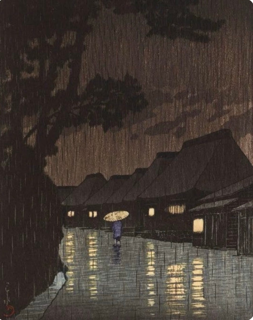 Rain at Maekawa, 1932-Sochu Kawese Hasui,(1883-1957)